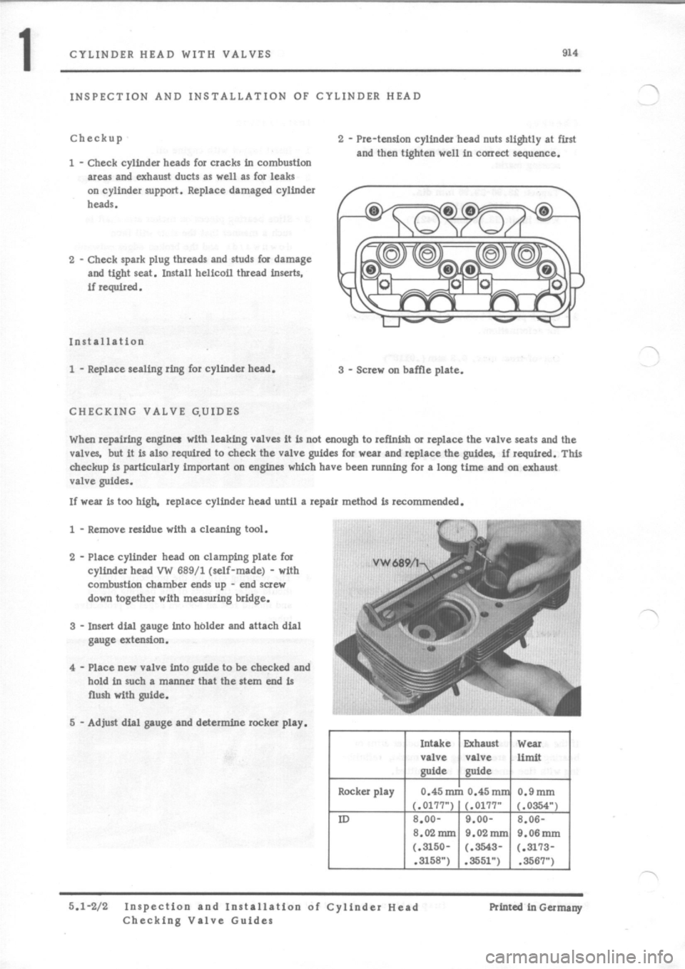 PORSCHE 914 1975 1.G Engine 2 Workshop Manual 