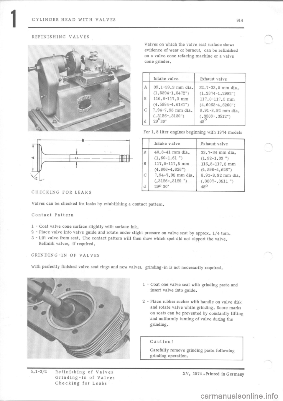 PORSCHE 914 1975 1.G Engine 2 Workshop Manual 