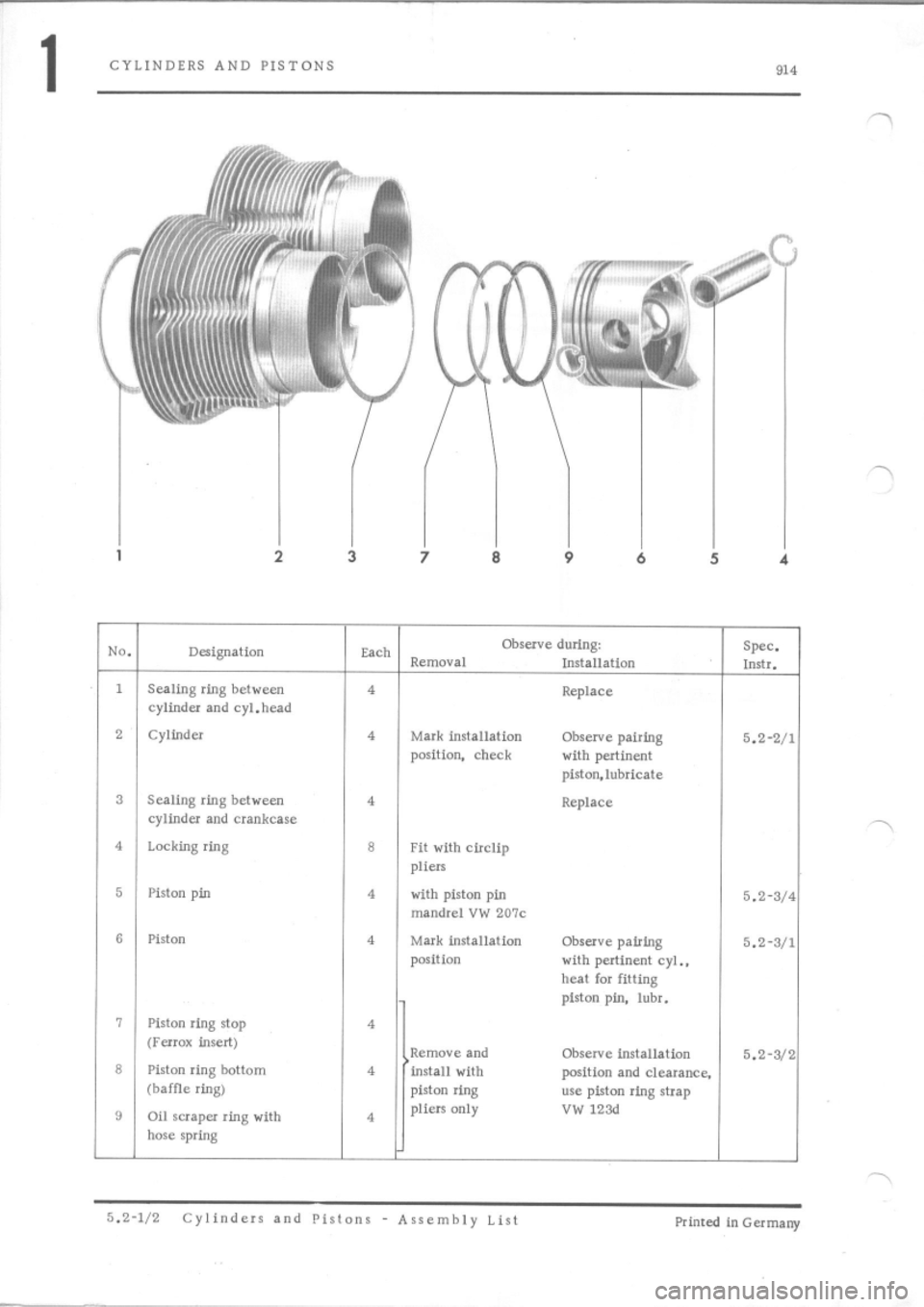 PORSCHE 914 1975 1.G Engine 2 Workshop Manual 