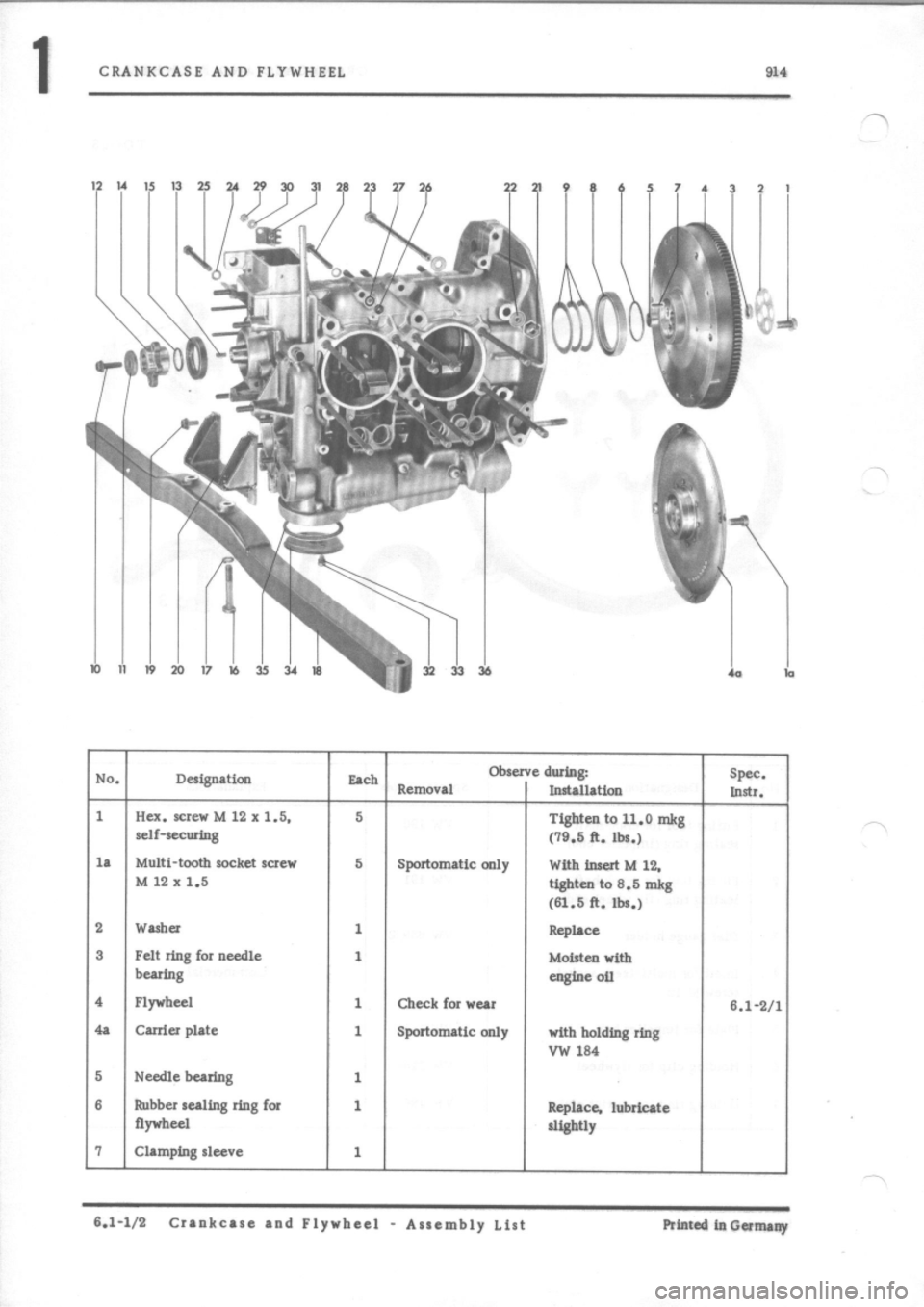 PORSCHE 914 1975 1.G Engine 2 Workshop Manual 