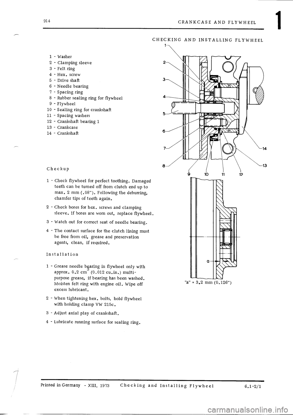 PORSCHE 914 1975 1.G Engine 2 Workshop Manual 