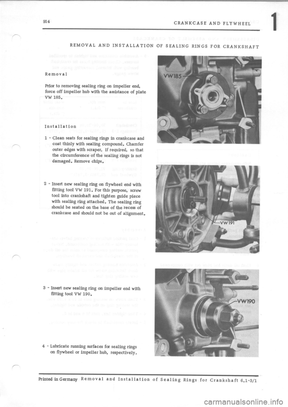 PORSCHE 914 1975 1.G Engine 2 Workshop Manual 