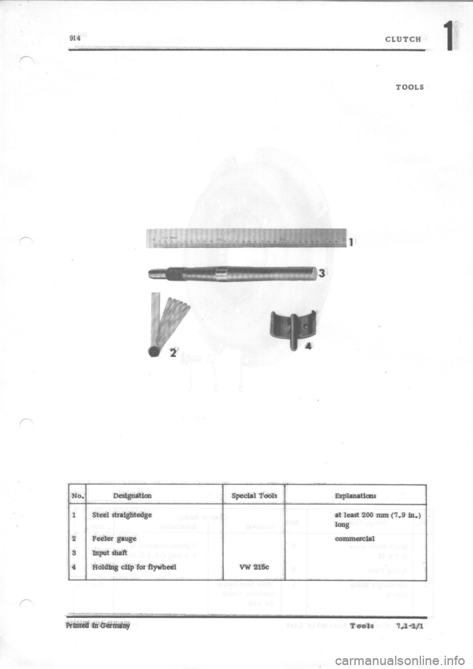 PORSCHE 914 1970 1.G Engine 3 Workshop Manual 