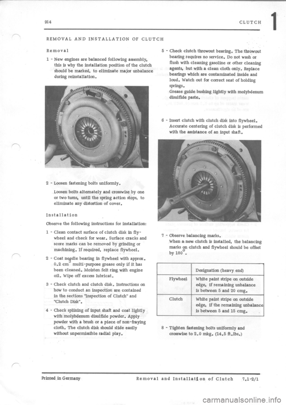 PORSCHE 914 1970 1.G Engine 3 Workshop Manual 