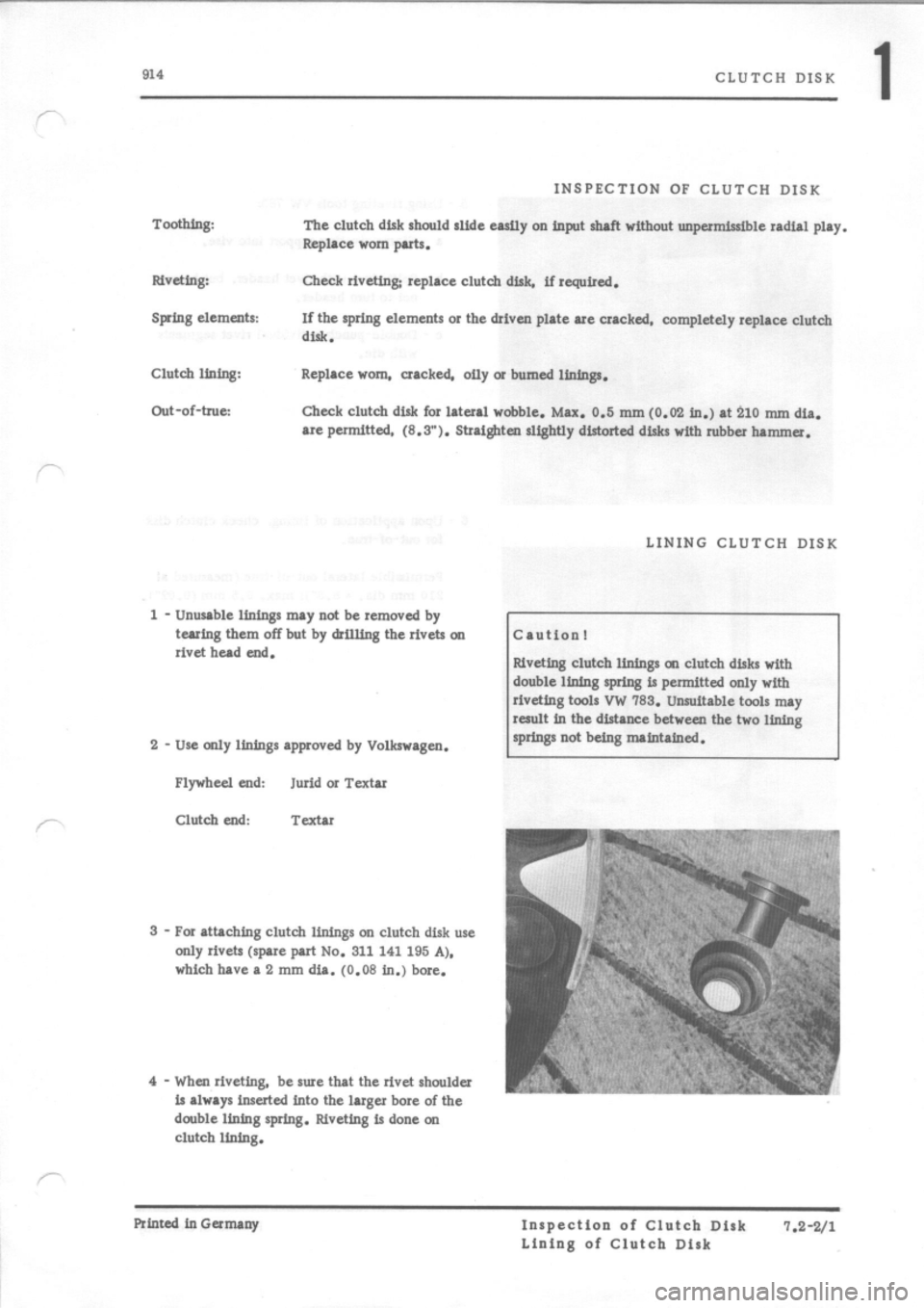 PORSCHE 914 1970 1.G Engine 3 Workshop Manual 