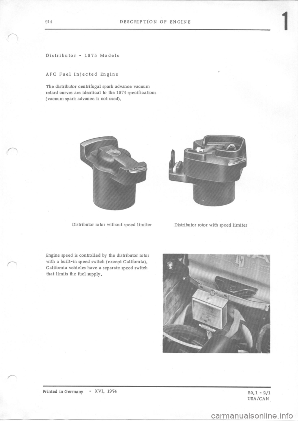 PORSCHE 914 1970 1.G Engine 3 Workshop Manual 