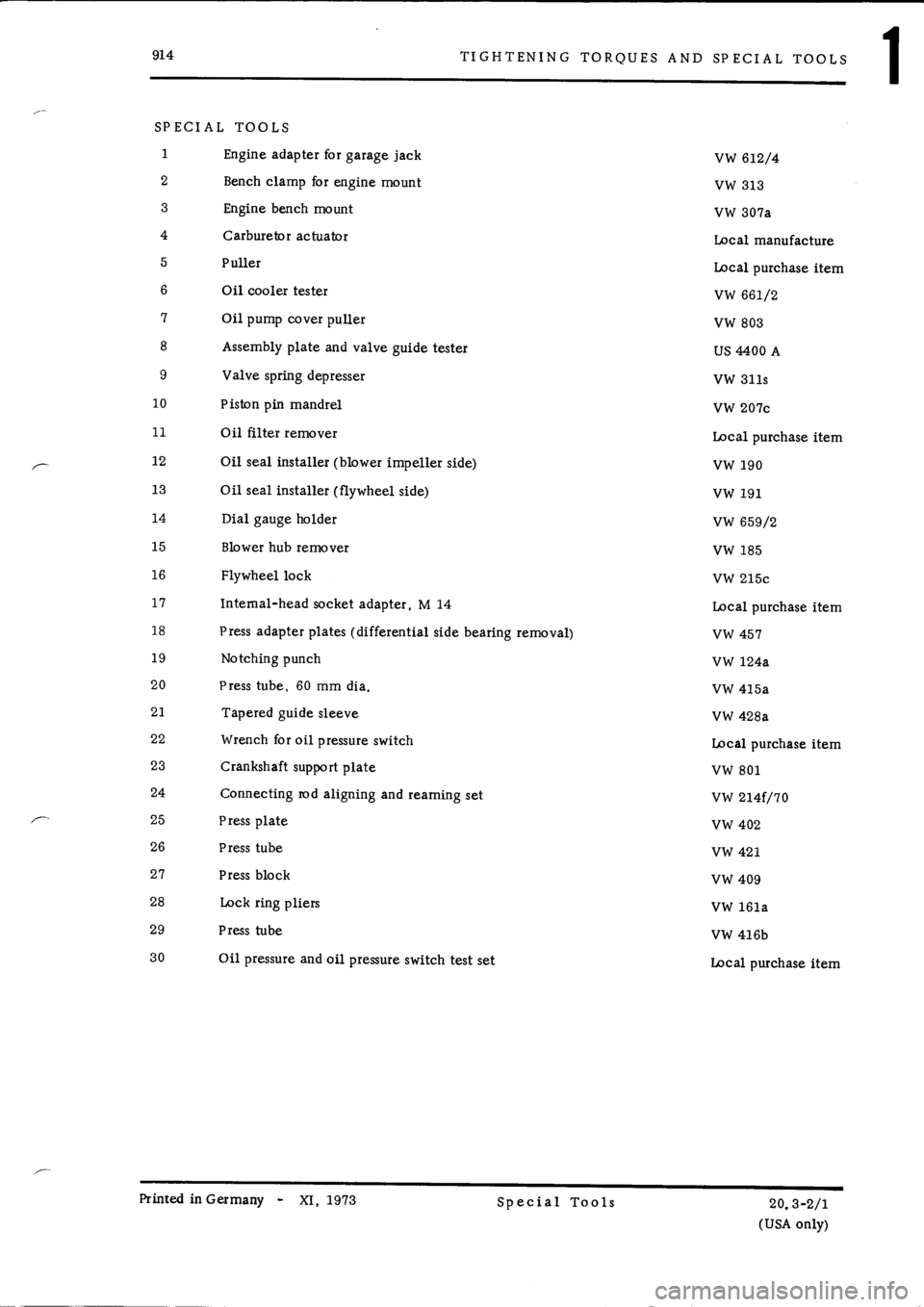 PORSCHE 914 1970 1.G Engine 3 Workshop Manual 