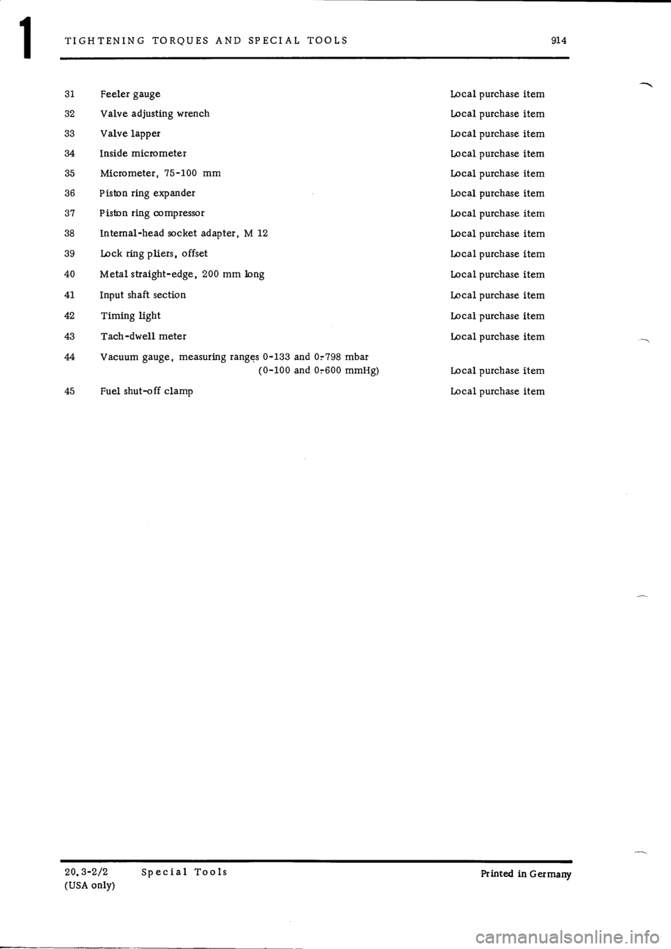 PORSCHE 914 1970 1.G Engine 3 Workshop Manual 