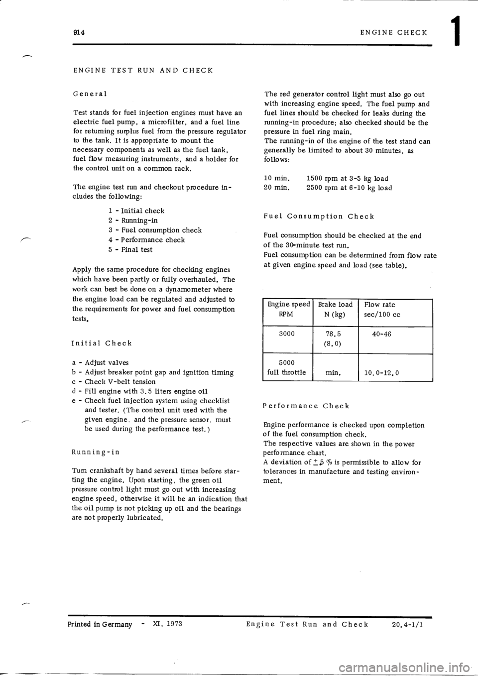 PORSCHE 914 1970 1.G Engine 3 Workshop Manual 