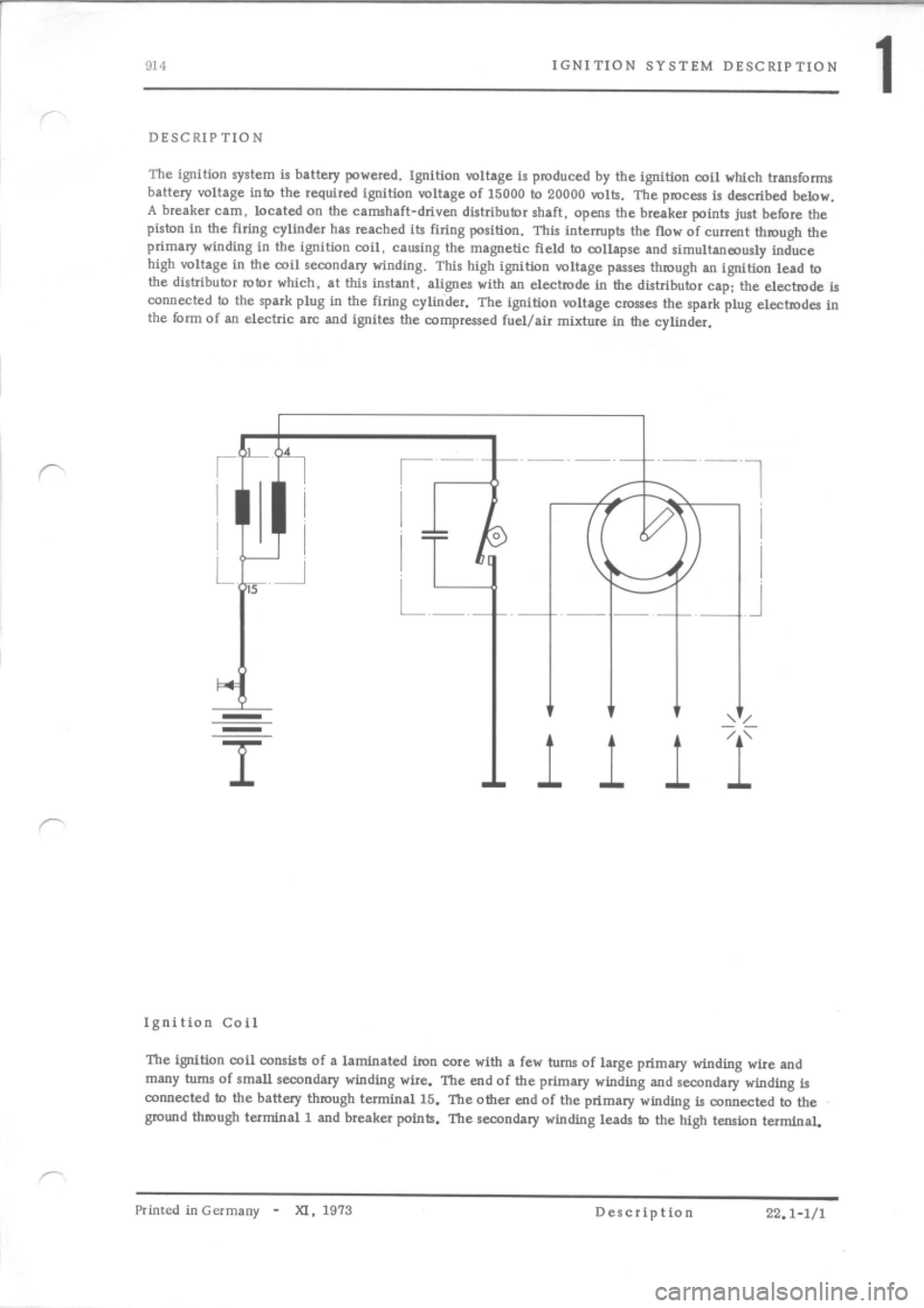 PORSCHE 914 1970 1.G Engine 3 Workshop Manual 