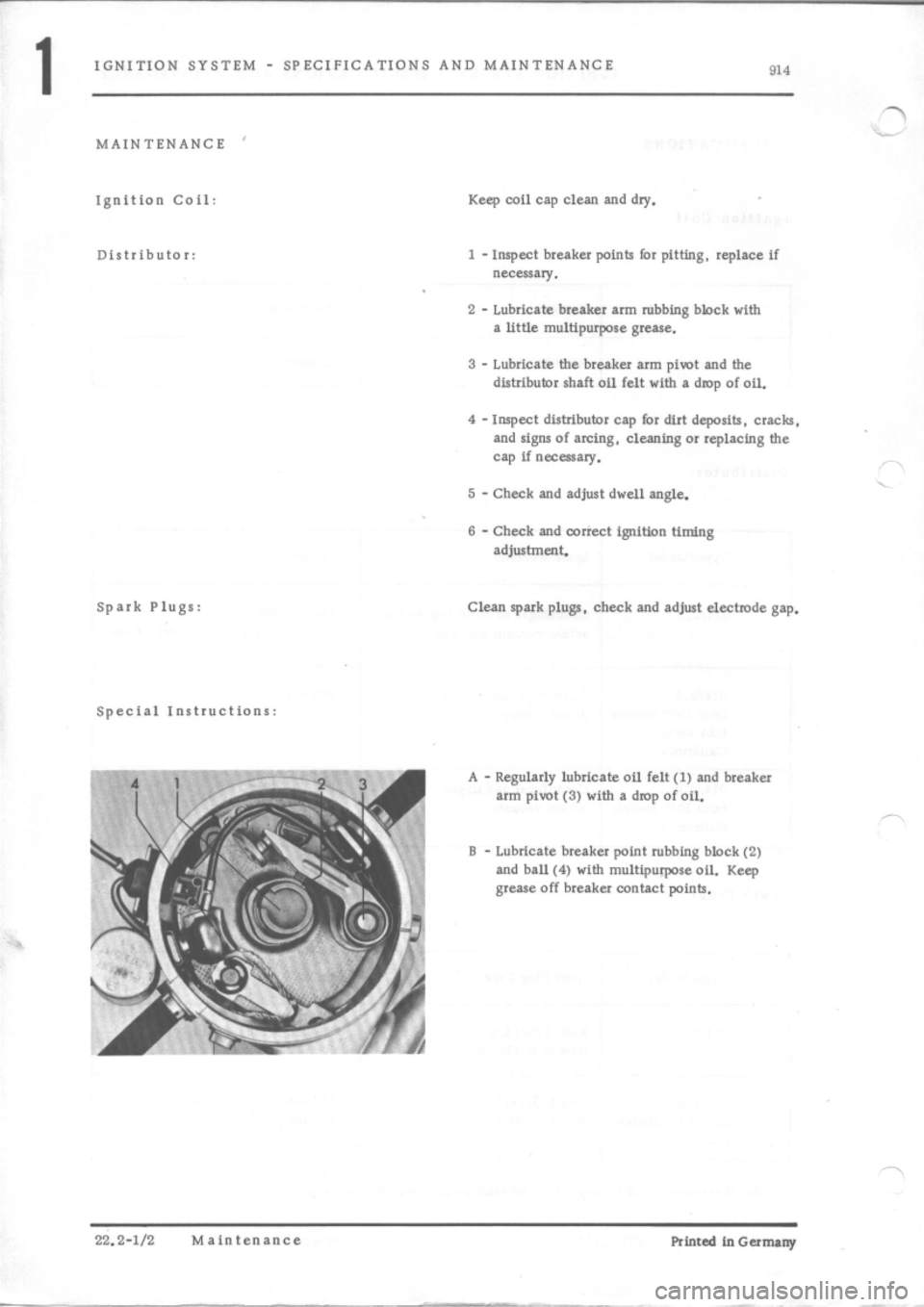 PORSCHE 914 1970 1.G Engine 3 Workshop Manual 