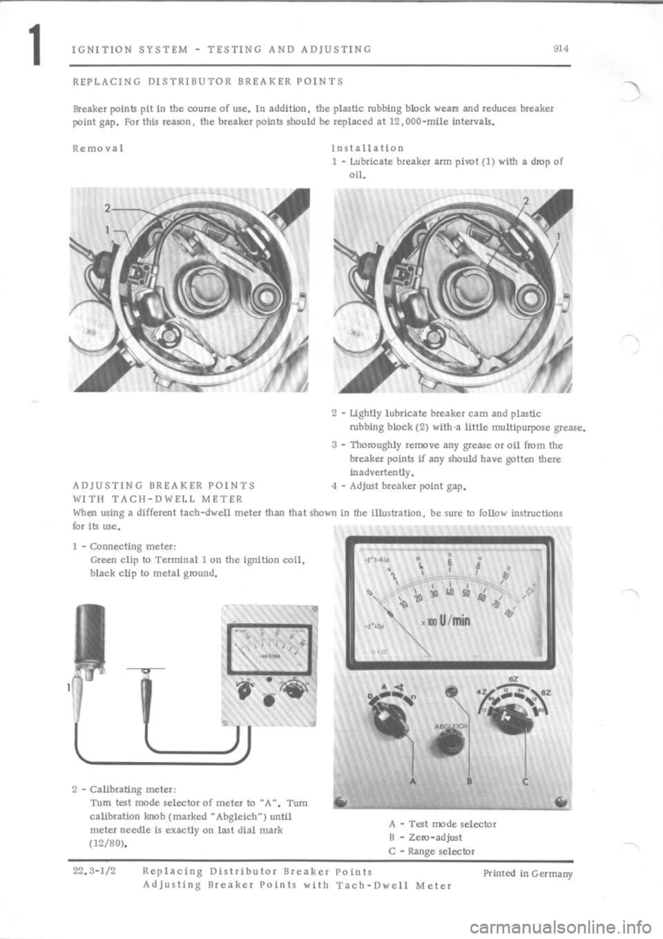PORSCHE 914 1970 1.G Engine 3 Workshop Manual 