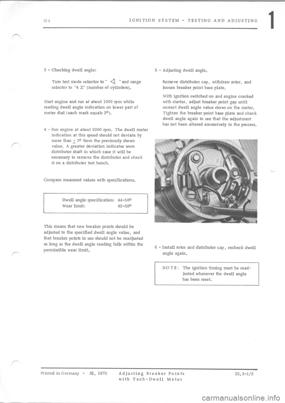 PORSCHE 914 1970 1.G Engine 3 Workshop Manual 