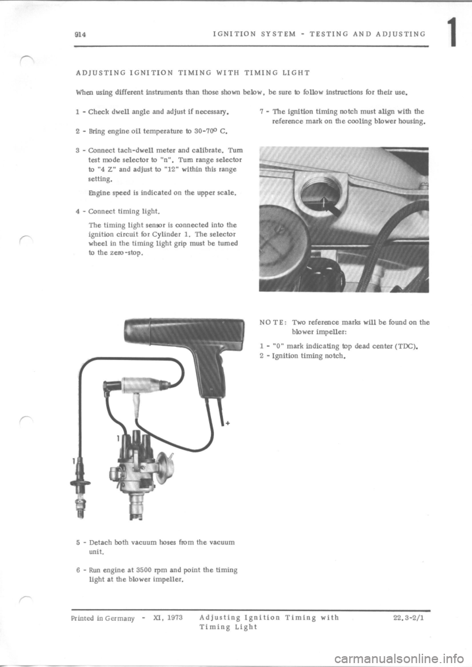 PORSCHE 914 1970 1.G Engine 3 Workshop Manual 