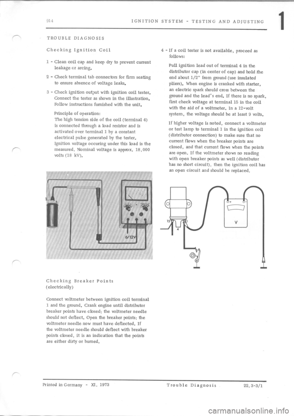 PORSCHE 914 1970 1.G Engine 3 Workshop Manual 