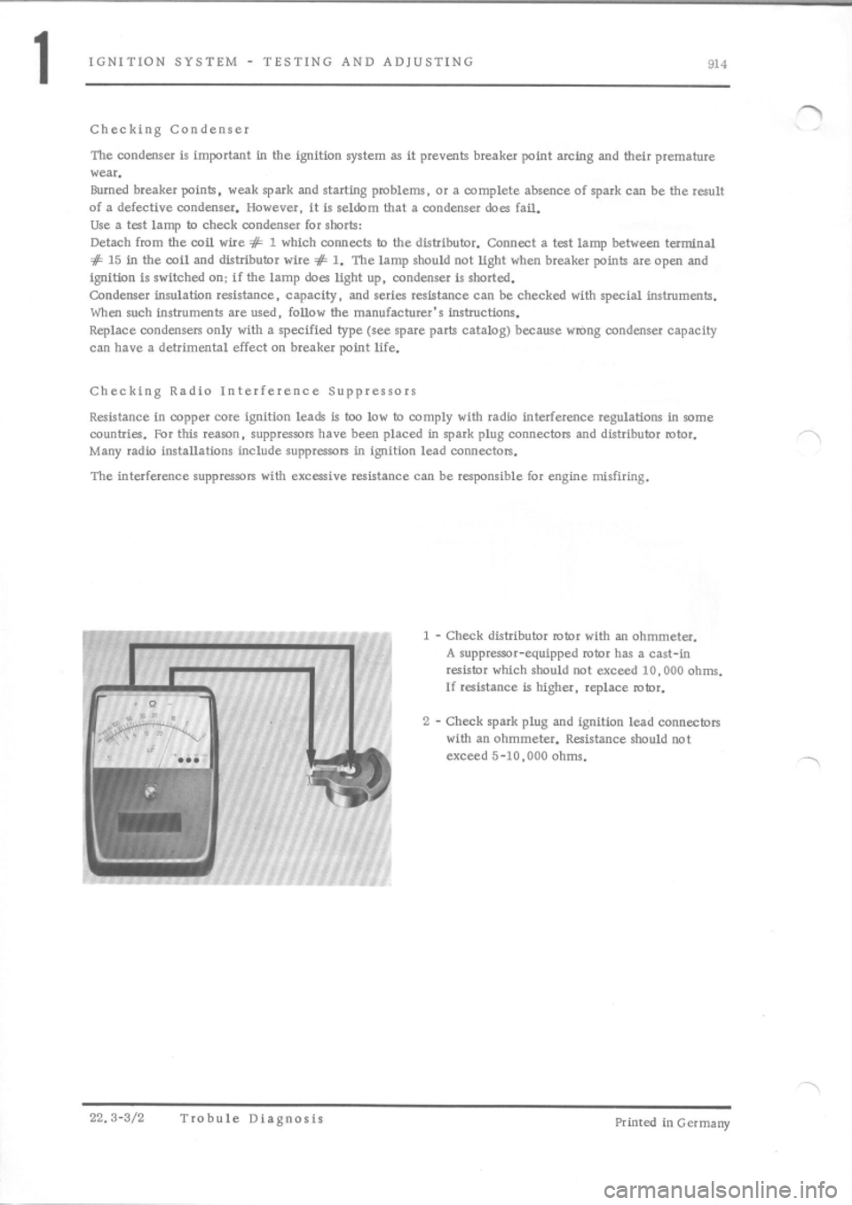 PORSCHE 914 1970 1.G Engine 3 Workshop Manual 