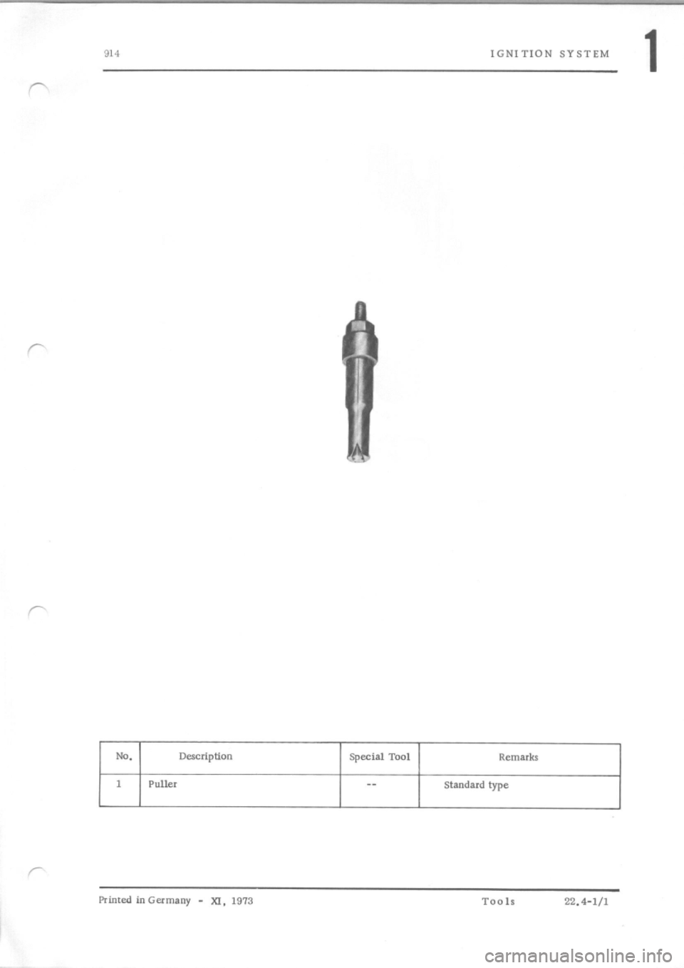 PORSCHE 914 1970 1.G Engine 3 Workshop Manual 