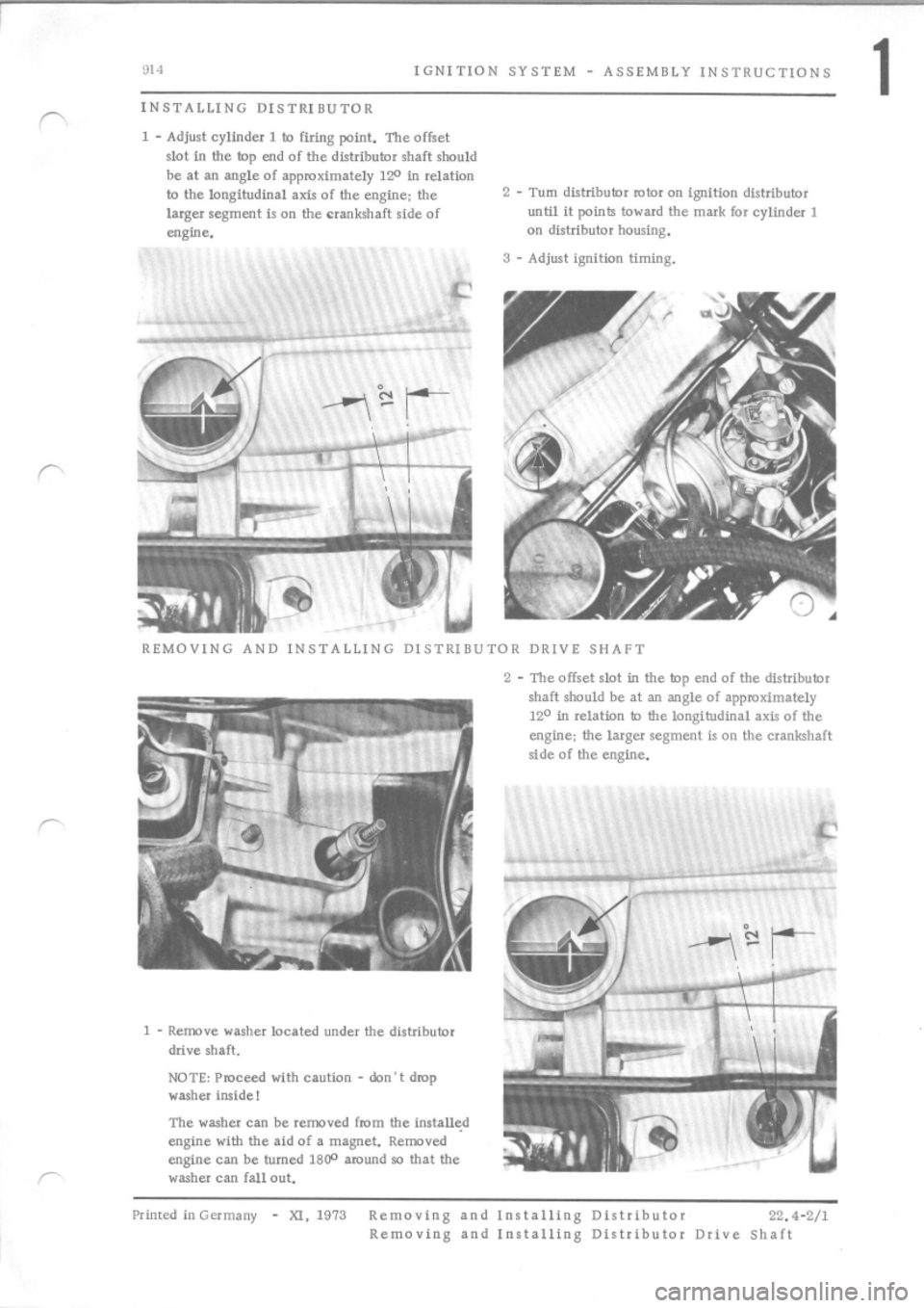 PORSCHE 914 1970 1.G Engine 3 Workshop Manual 
