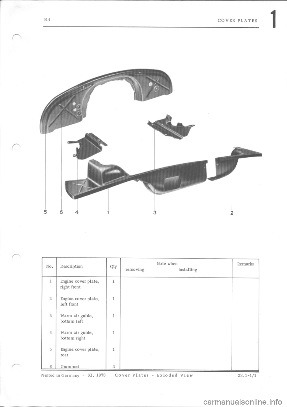 PORSCHE 914 1970 1.G Engine 3 Workshop Manual 