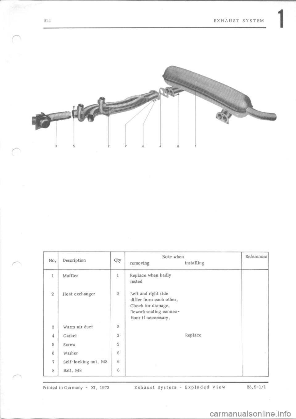 PORSCHE 914 1970 1.G Engine 3 Workshop Manual 