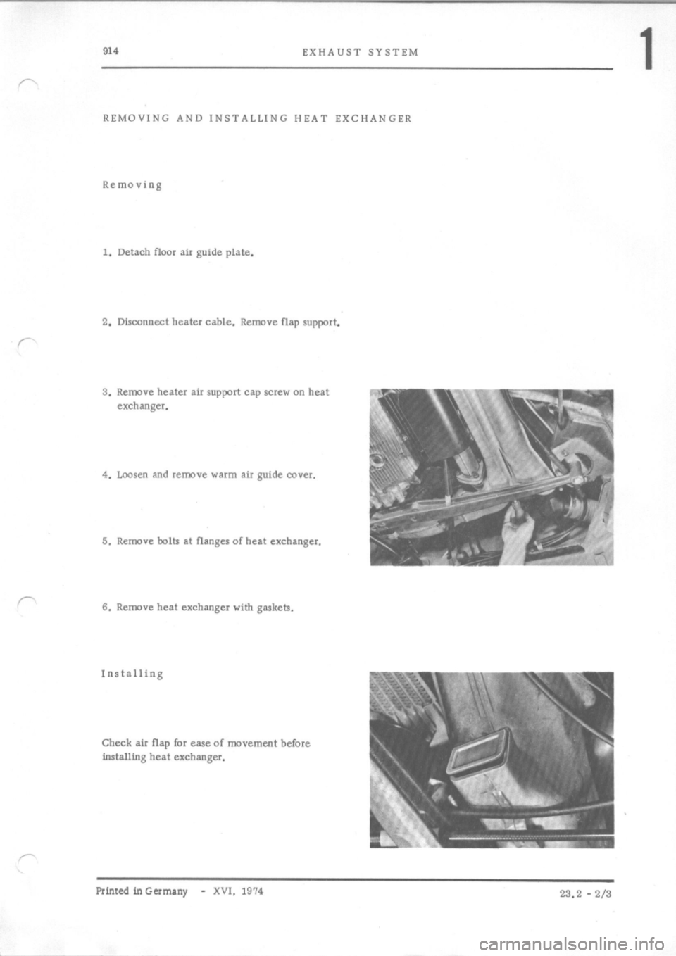 PORSCHE 914 1970 1.G Engine 3 Workshop Manual 