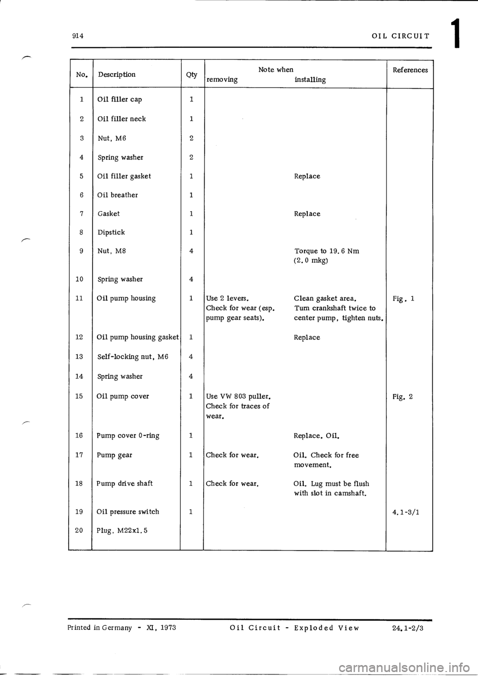 PORSCHE 914 1975 1.G Engine 4 Workshop Manual 