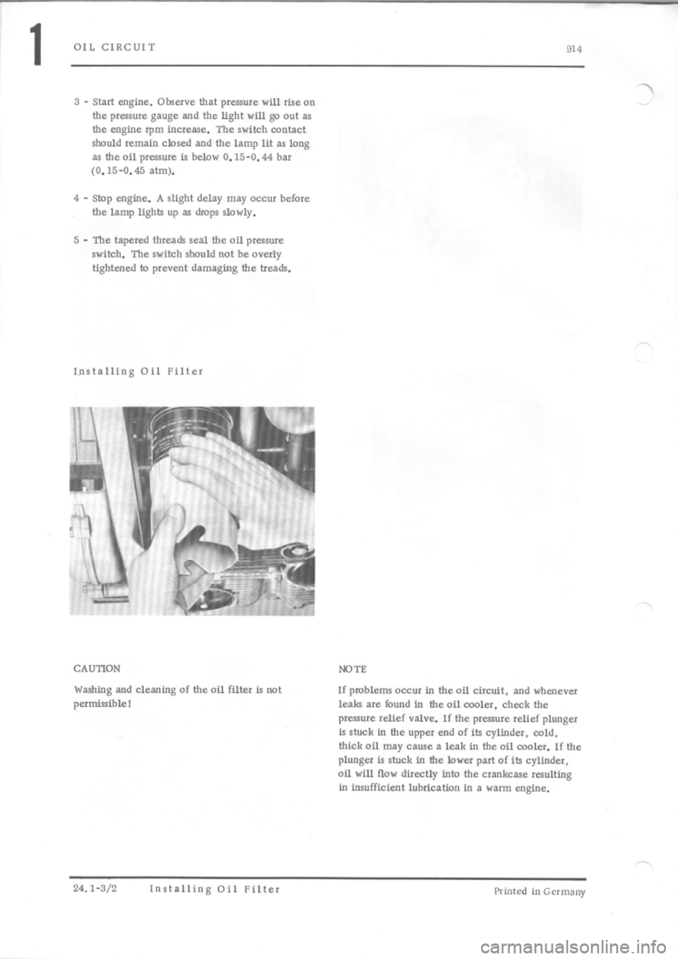 PORSCHE 914 1975 1.G Engine 4 Workshop Manual 