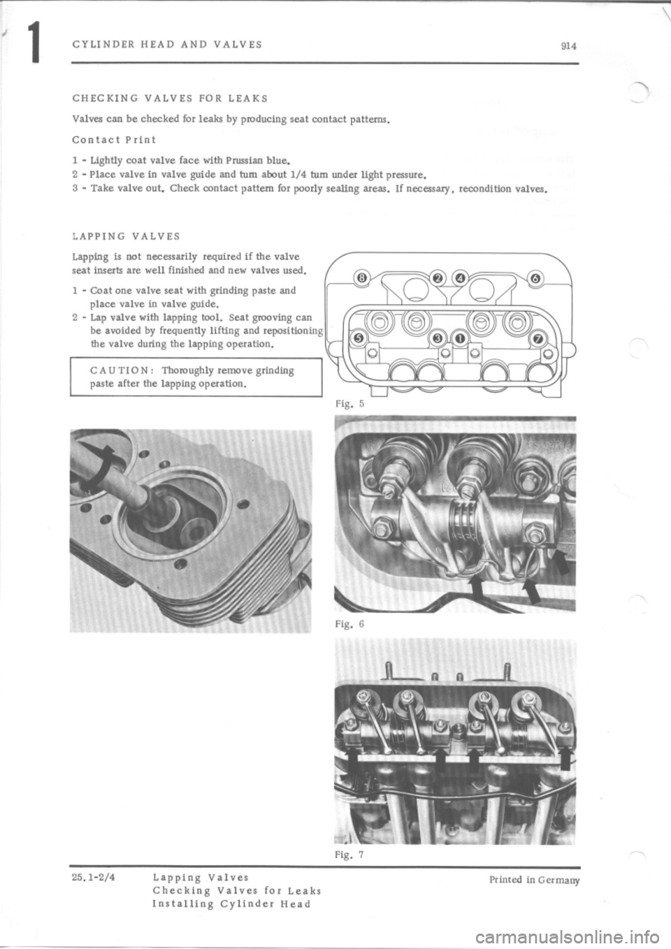 PORSCHE 914 1975 1.G Engine 4 Workshop Manual 