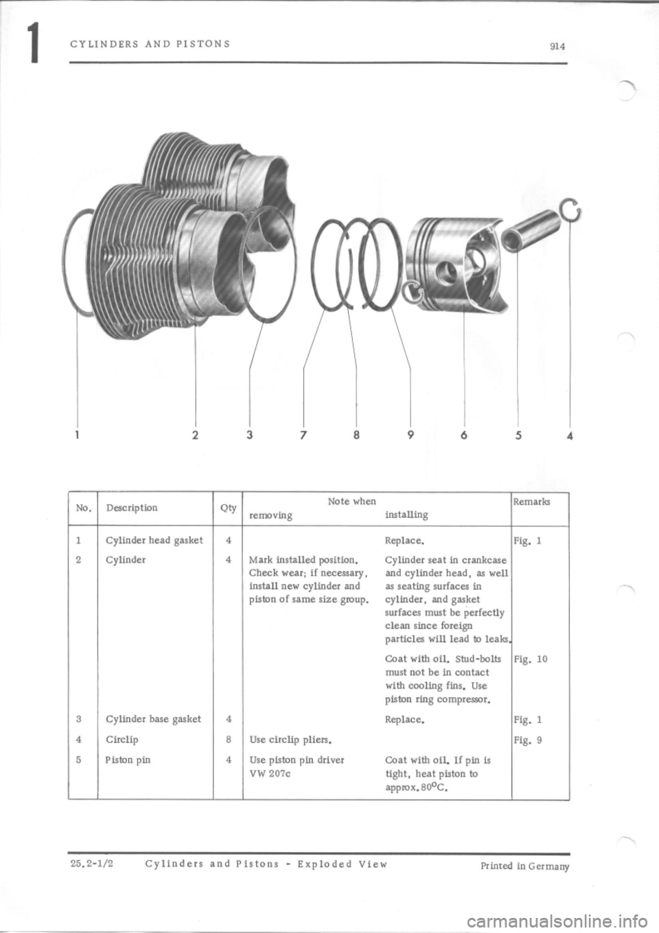PORSCHE 914 1975 1.G Engine 4 Workshop Manual 