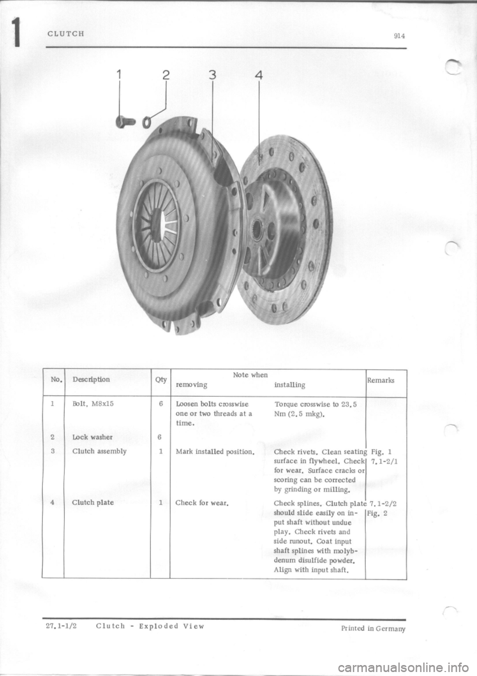 PORSCHE 914 1975 1.G Engine 4 Workshop Manual 