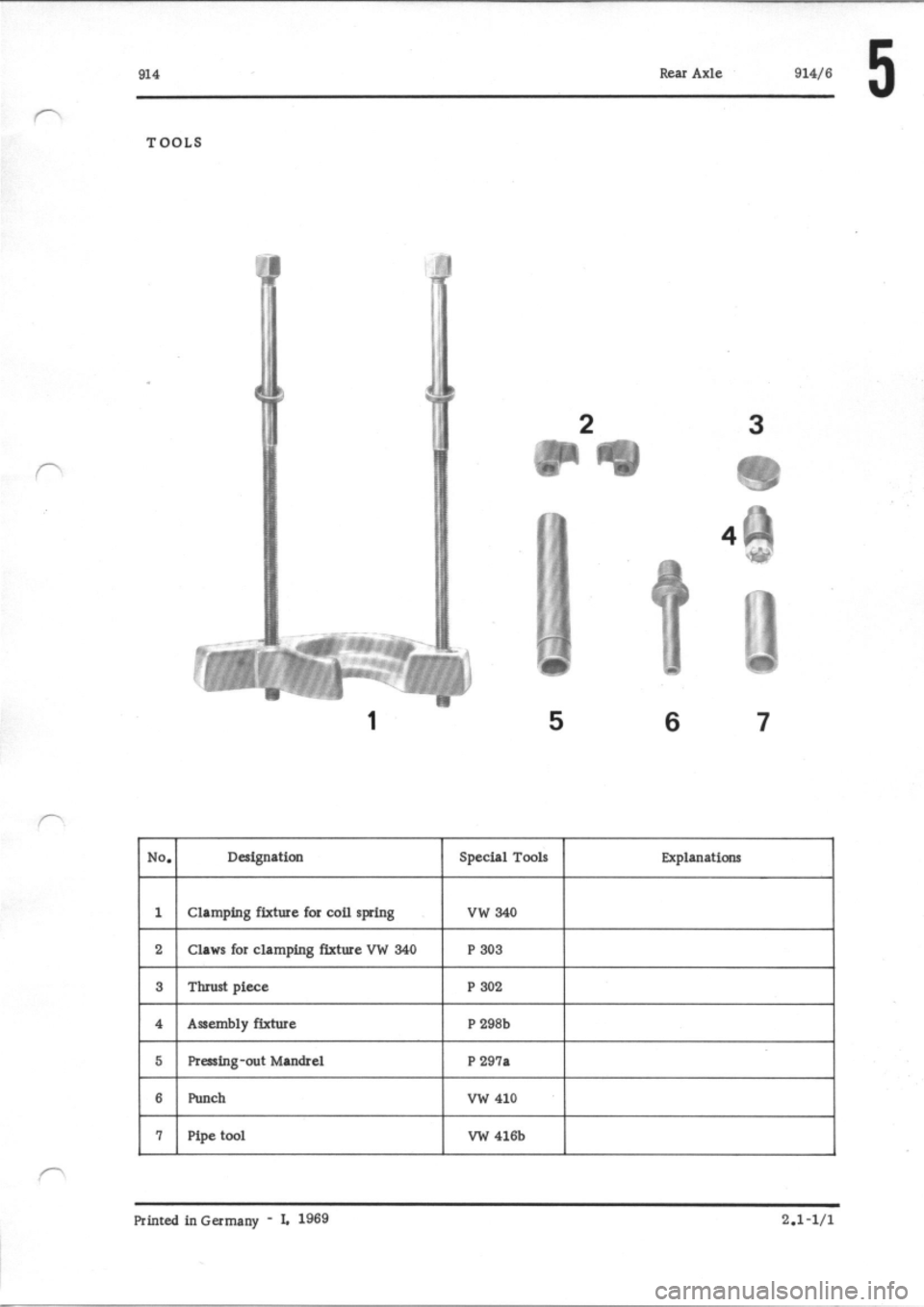 PORSCHE 914 1974 1.G Rear Axle Workshop Manual 