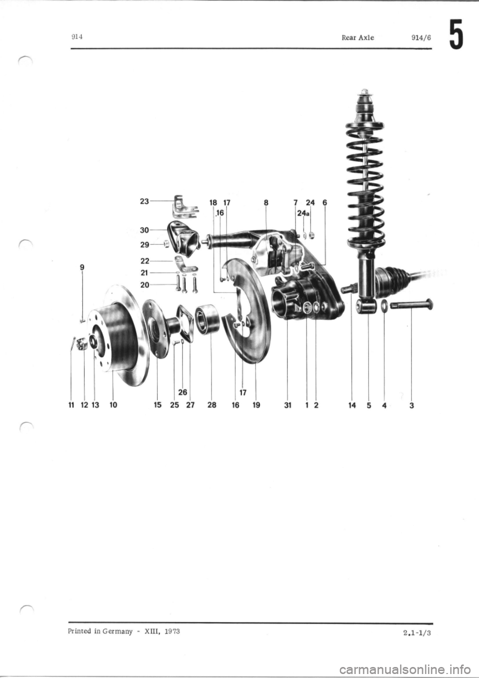 PORSCHE 914 1974 1.G Rear Axle Workshop Manual 