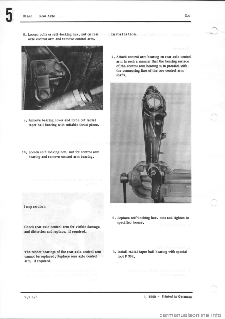 PORSCHE 914 1974 1.G Rear Axle Workshop Manual 
