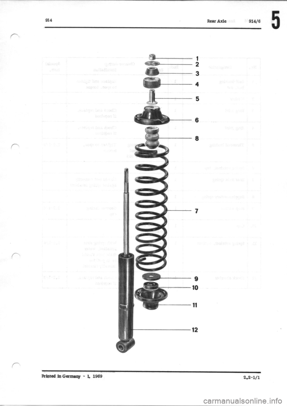 PORSCHE 914 1974 1.G Rear Axle Workshop Manual 