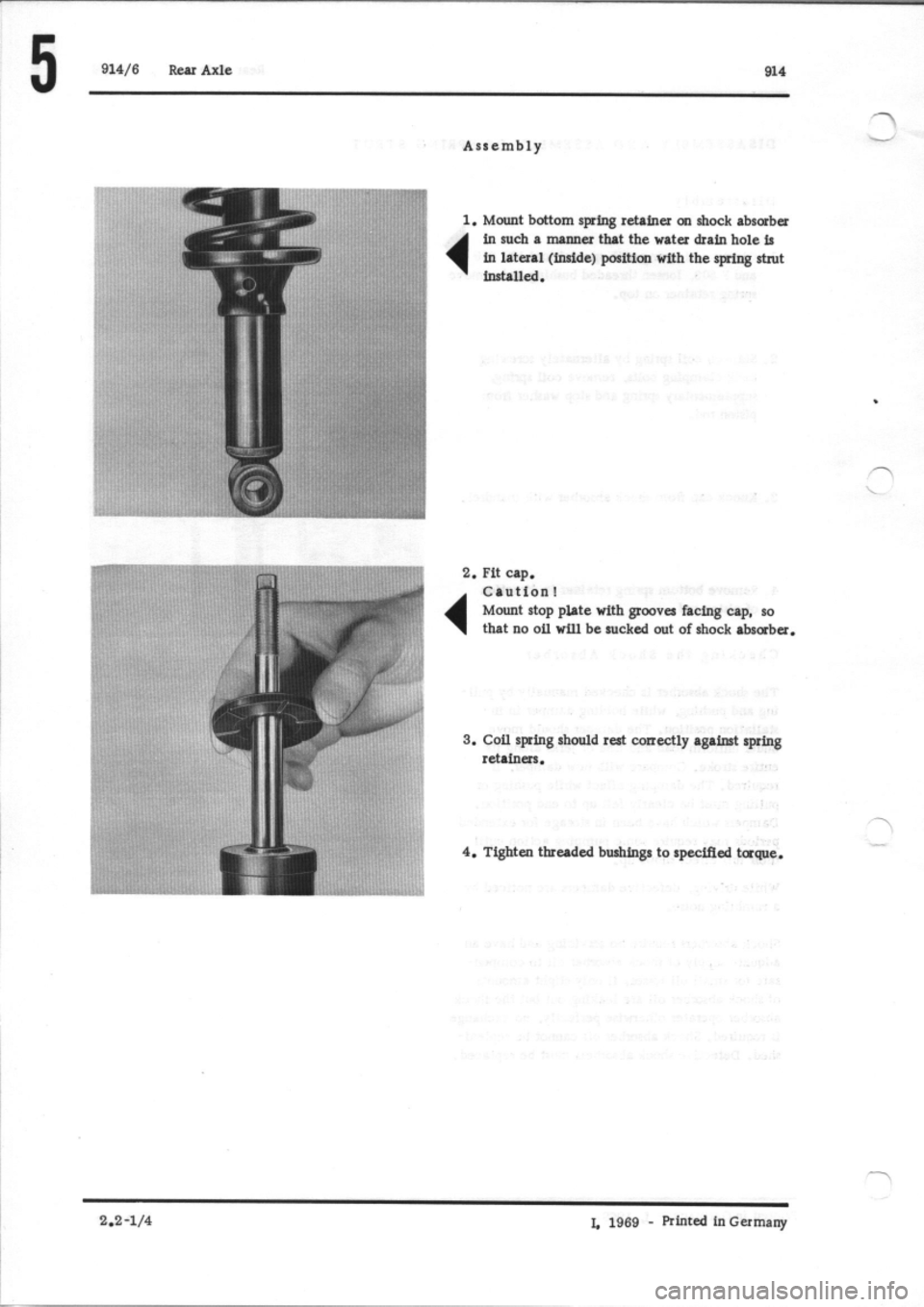 PORSCHE 914 1974 1.G Rear Axle Workshop Manual 