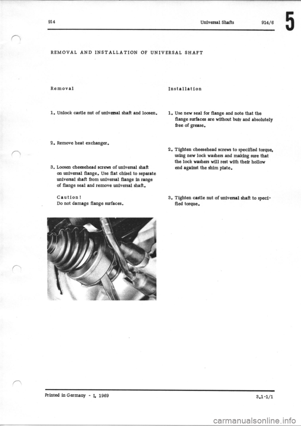 PORSCHE 914 1974 1.G Rear Axle Workshop Manual 