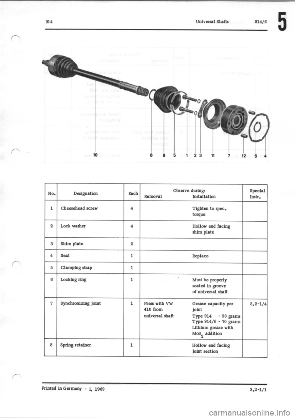 PORSCHE 914 1974 1.G Rear Axle Workshop Manual 