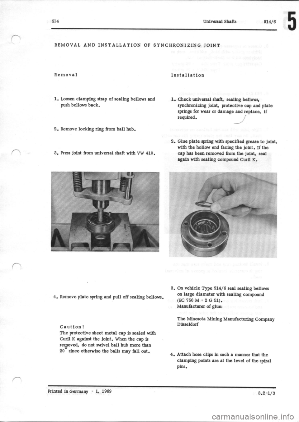 PORSCHE 914 1974 1.G Rear Axle Workshop Manual 