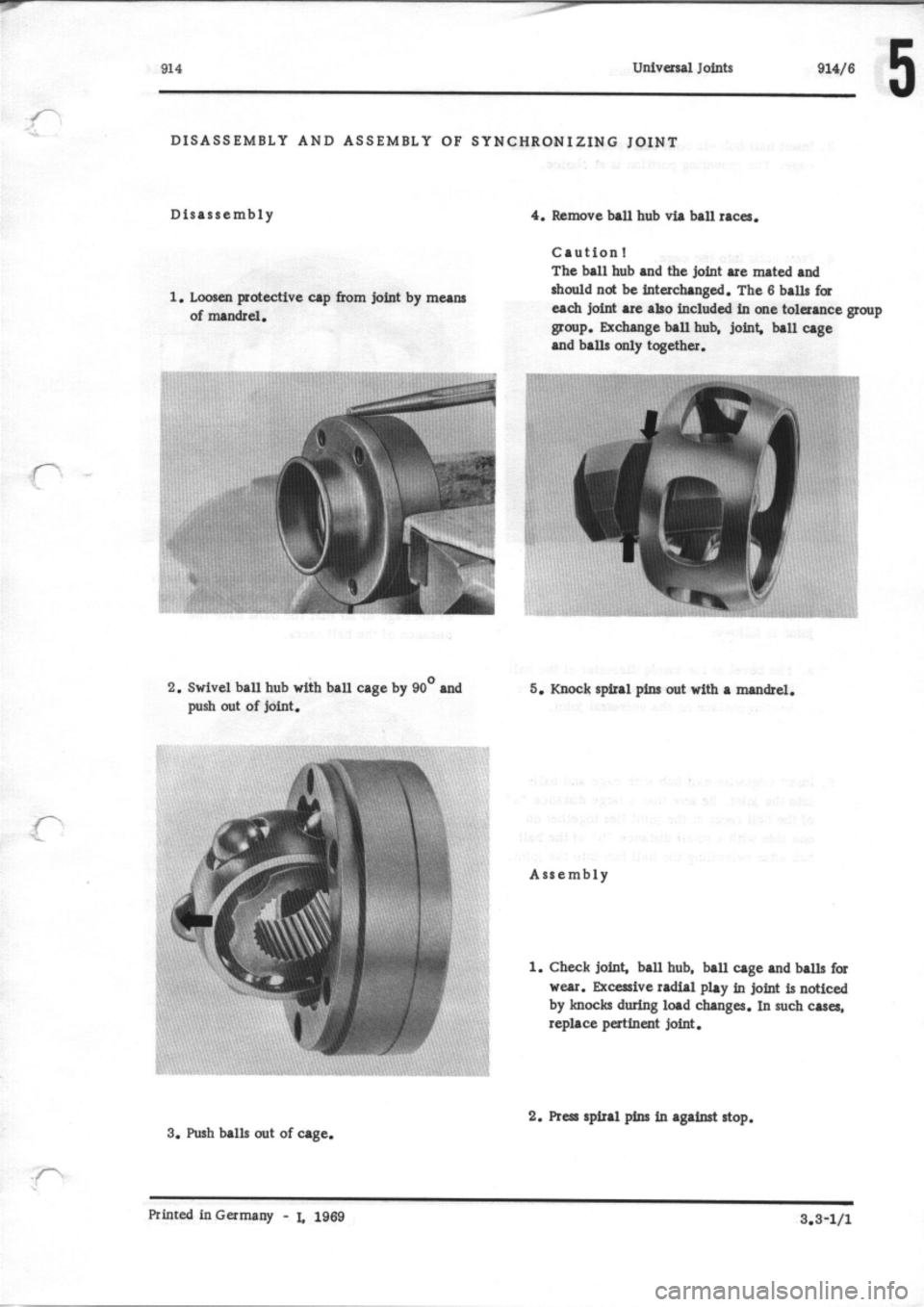 PORSCHE 914 1974 1.G Rear Axle Workshop Manual 