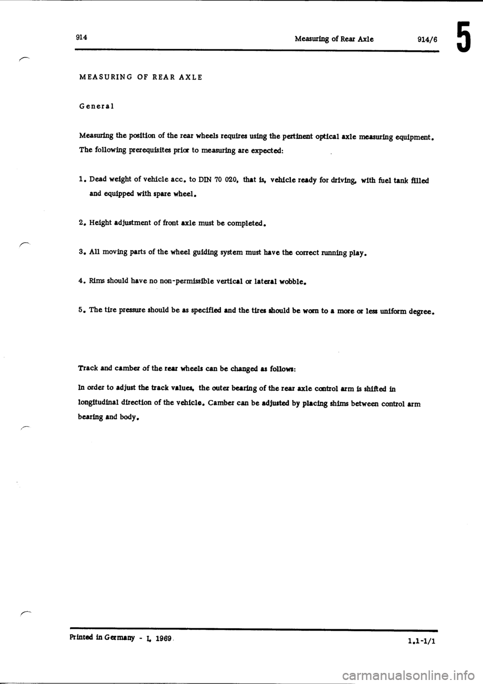 PORSCHE 914 1974 1.G Rear Axle Workshop Manual 