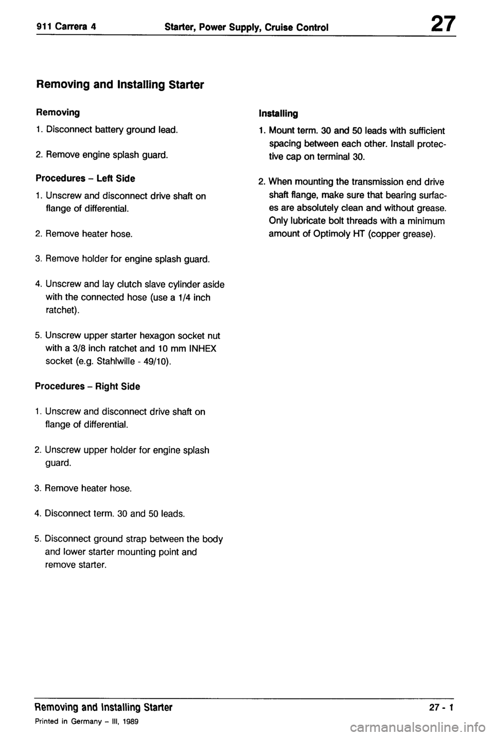 PORSCHE 964 1987 2.G Service Workshop Manual 