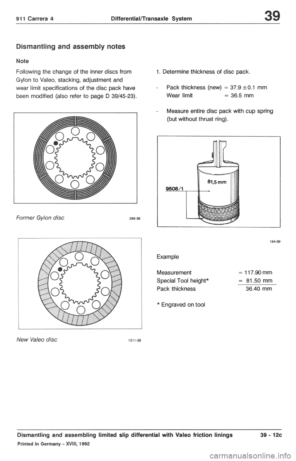 PORSCHE 964 1987 2.G Service Workshop Manual 2 