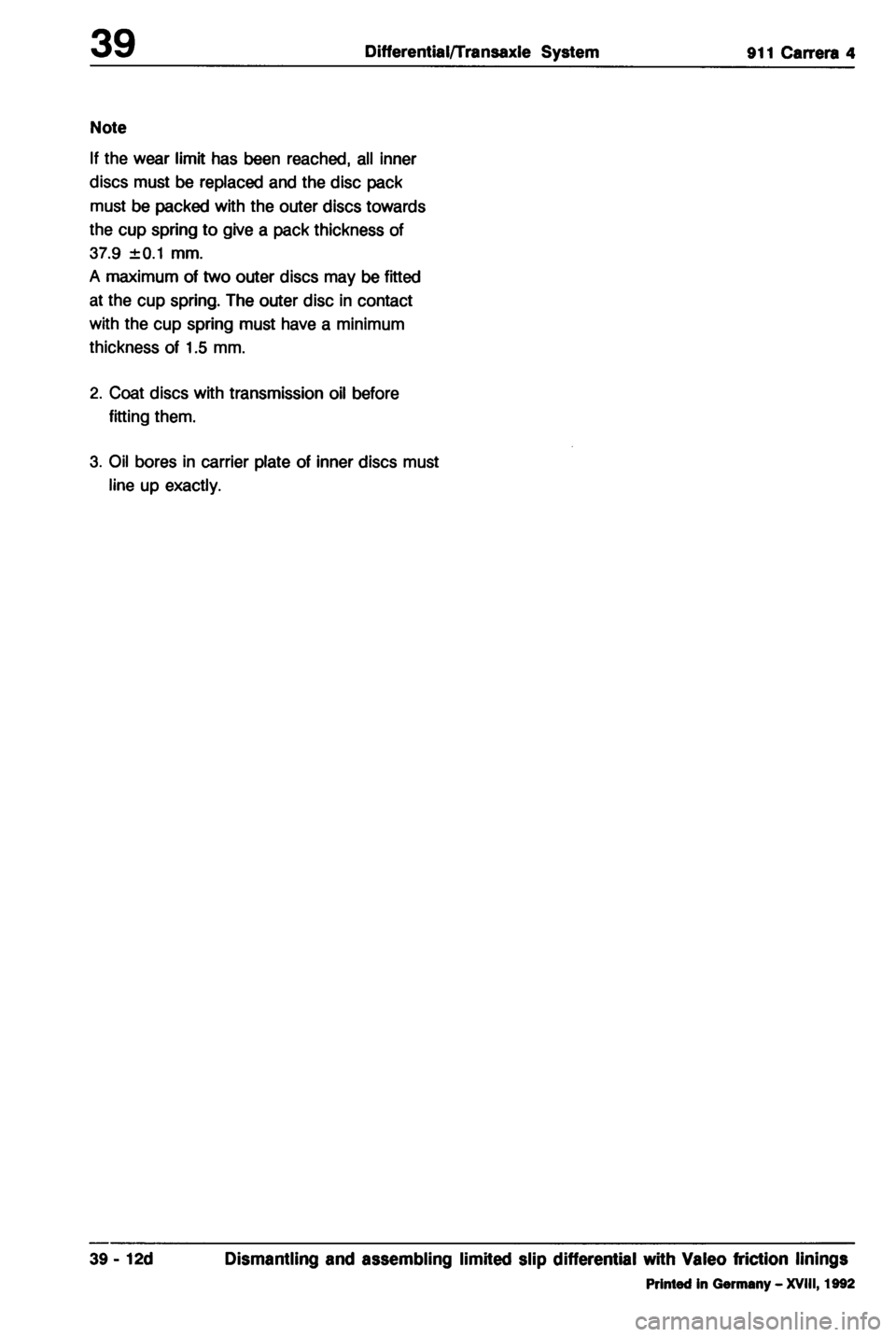 PORSCHE 964 1987 2.G Service Workshop Manual 2 
