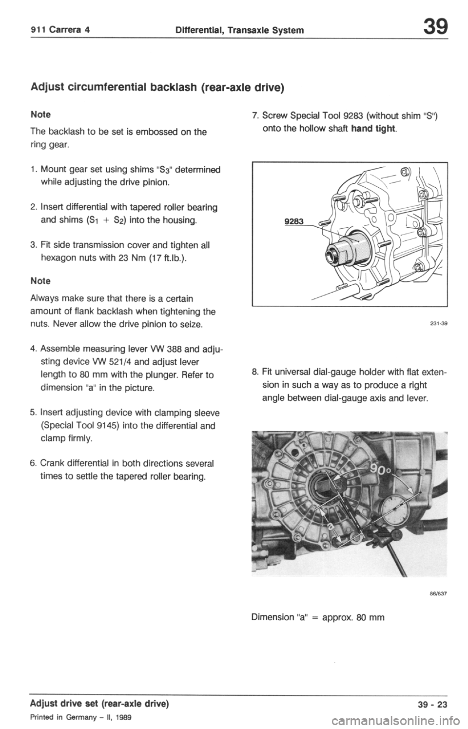 PORSCHE 964 1987 2.G Service Workshop Manual 2 