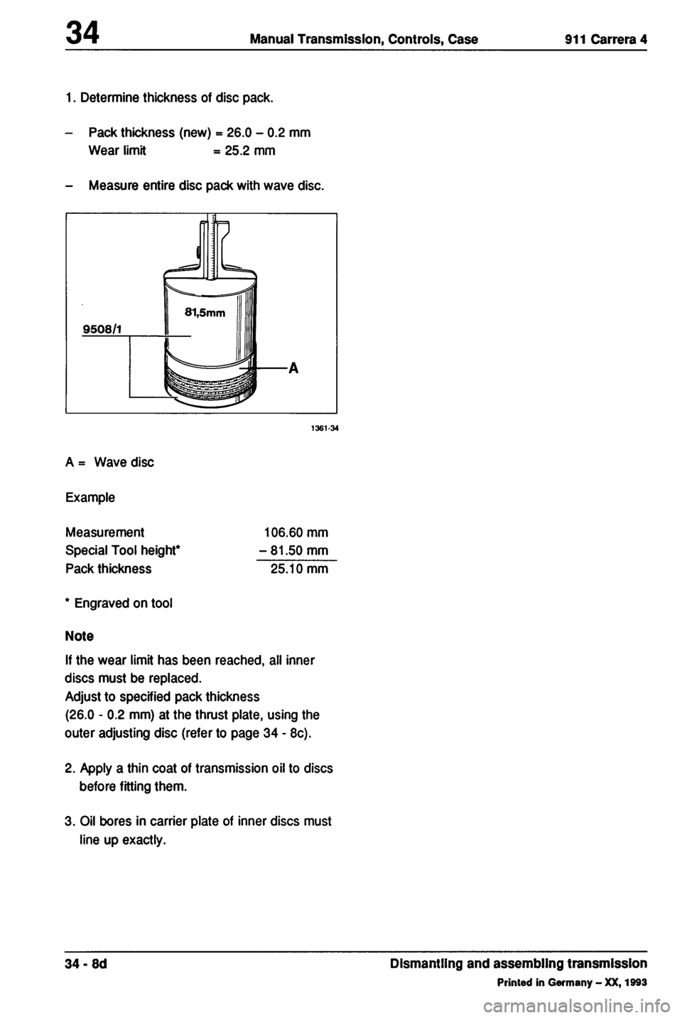 PORSCHE 964 1987 2.G Service Workshop Manual 2 