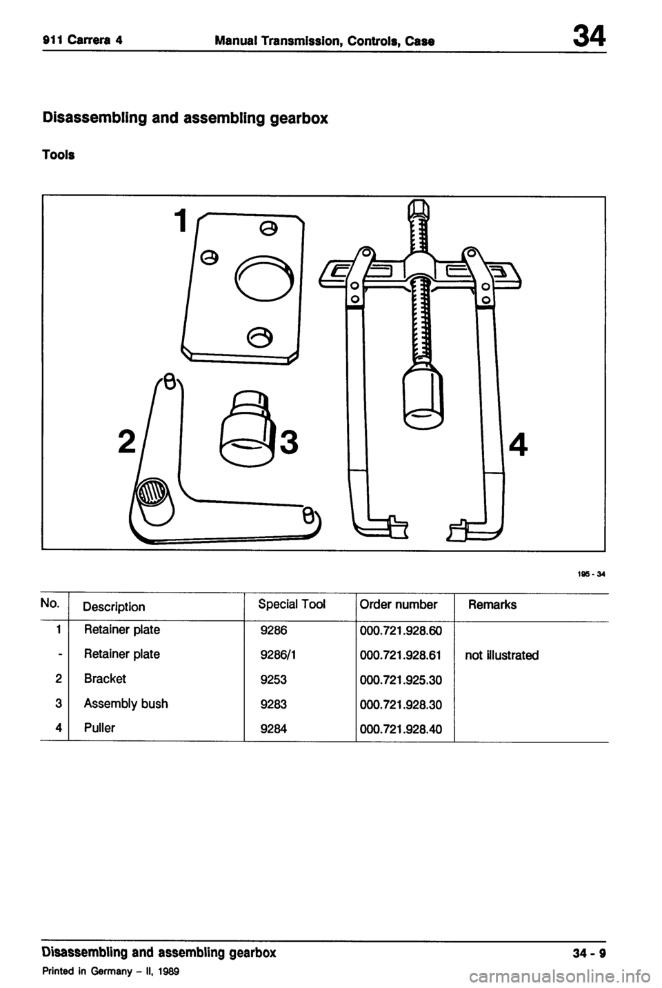 PORSCHE 964 1987 2.G Service Workshop Manual 2 