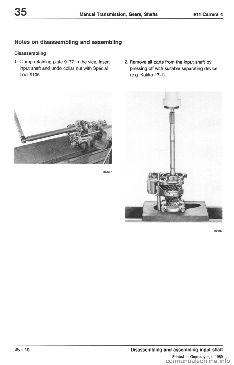 PORSCHE 964 1987 2.G Service Workshop Manual 2 