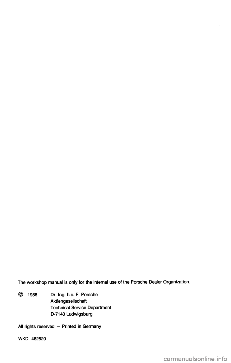 PORSCHE 964 1987 2.G Service Workshop Manual 3 