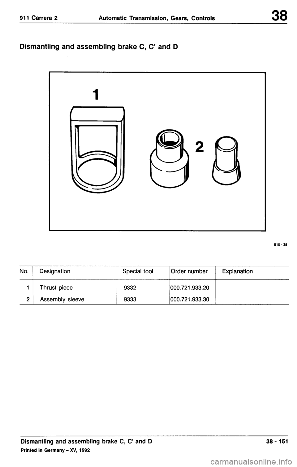 PORSCHE 964 1987 2.G Service Workshop Manual 3 