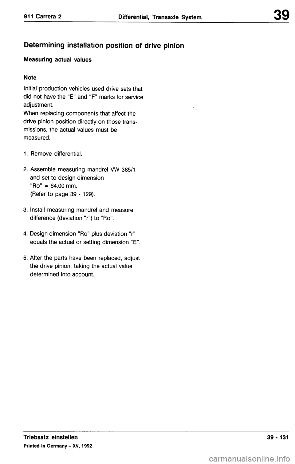 PORSCHE 964 1987 2.G Service Workshop Manual 3 